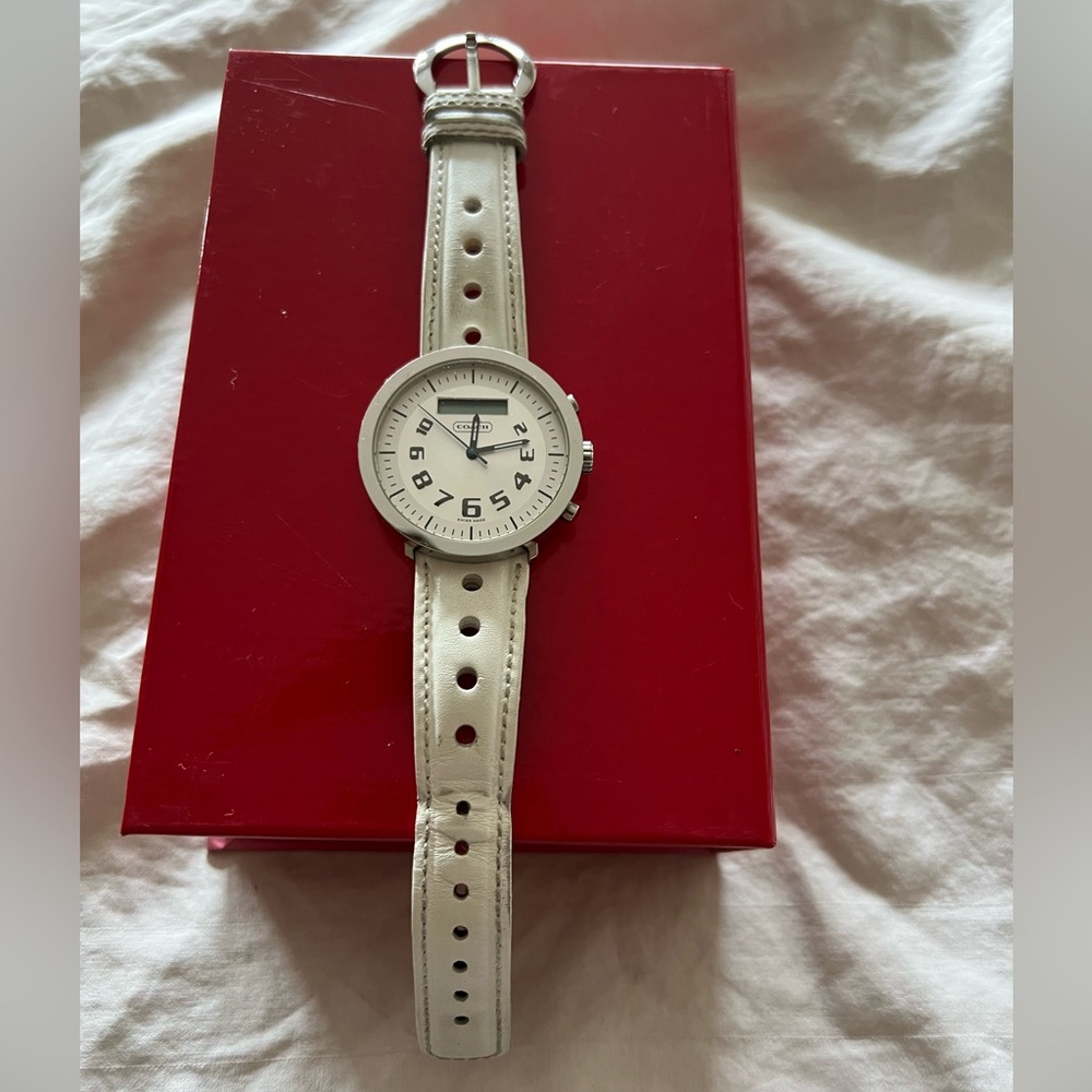 Coach Watch with Silver Dial with White Strap
